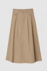 Tan Cargo Flare Maxi Skirt