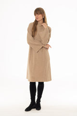 Tan Corduroy Flare Dress