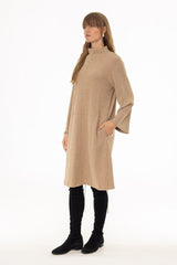 Tan Corduroy Flare Dress