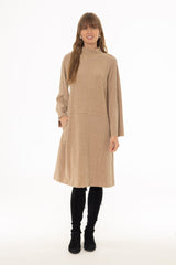 Tan Corduroy Flare Dress