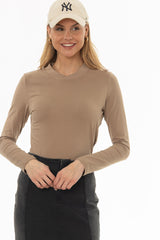 Tan Crossover Neck T-Shirt