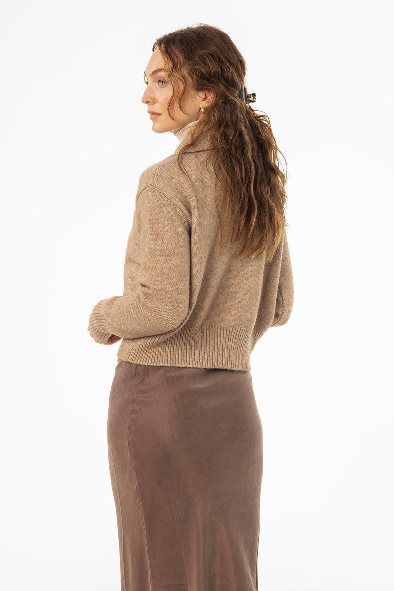 Tan Double Breasted Sweater