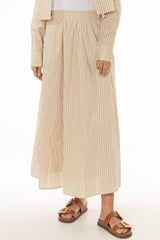 Tan Double Striped Cotton Maxi Skirt