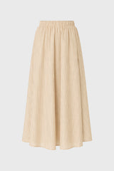 Tan Double Striped Cotton Maxi Skirt