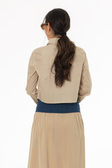 Tan Double Striped Cropped Blouse