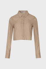 Tan Double Striped Cropped Blouse