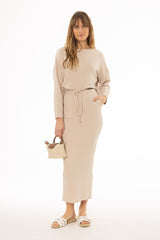 Tan Drawstring Skirt Legging