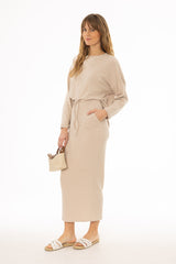 Tan Drawstring Skirt Legging