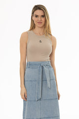 Tan Embroidered Tank Top