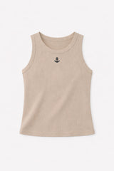 Tan Embroidered Tank Top