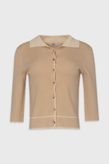 Tan Knit Button Top