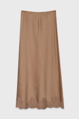 Tan Lace Trim Slip Skirt