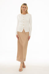 Tan Lace Trim Slip Skirt