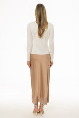 Tan Lace Trim Slip Skirt