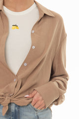 Tan Linen Feel Blouse