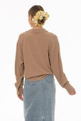 Tan Linen Feel Blouse
