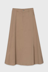 Tan Panel Flare Maxi Skirt
