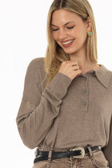Tan Polo Thin Knit Sweater