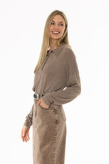 Tan Polo Thin Knit Sweater