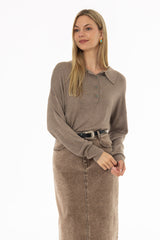 Tan Polo Thin Knit Sweater