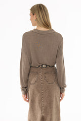 Tan Polo Thin Knit Sweater