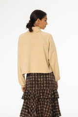 Tan Ribbed Turtleneck Sweatshirt