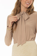 Tan Round Neck Tie Top