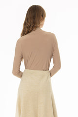 Tan Round Neck Tie Top