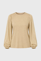 Tan Sparkle Puff Sleeve Top