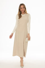 Tan Square Neck Maxi Jumper