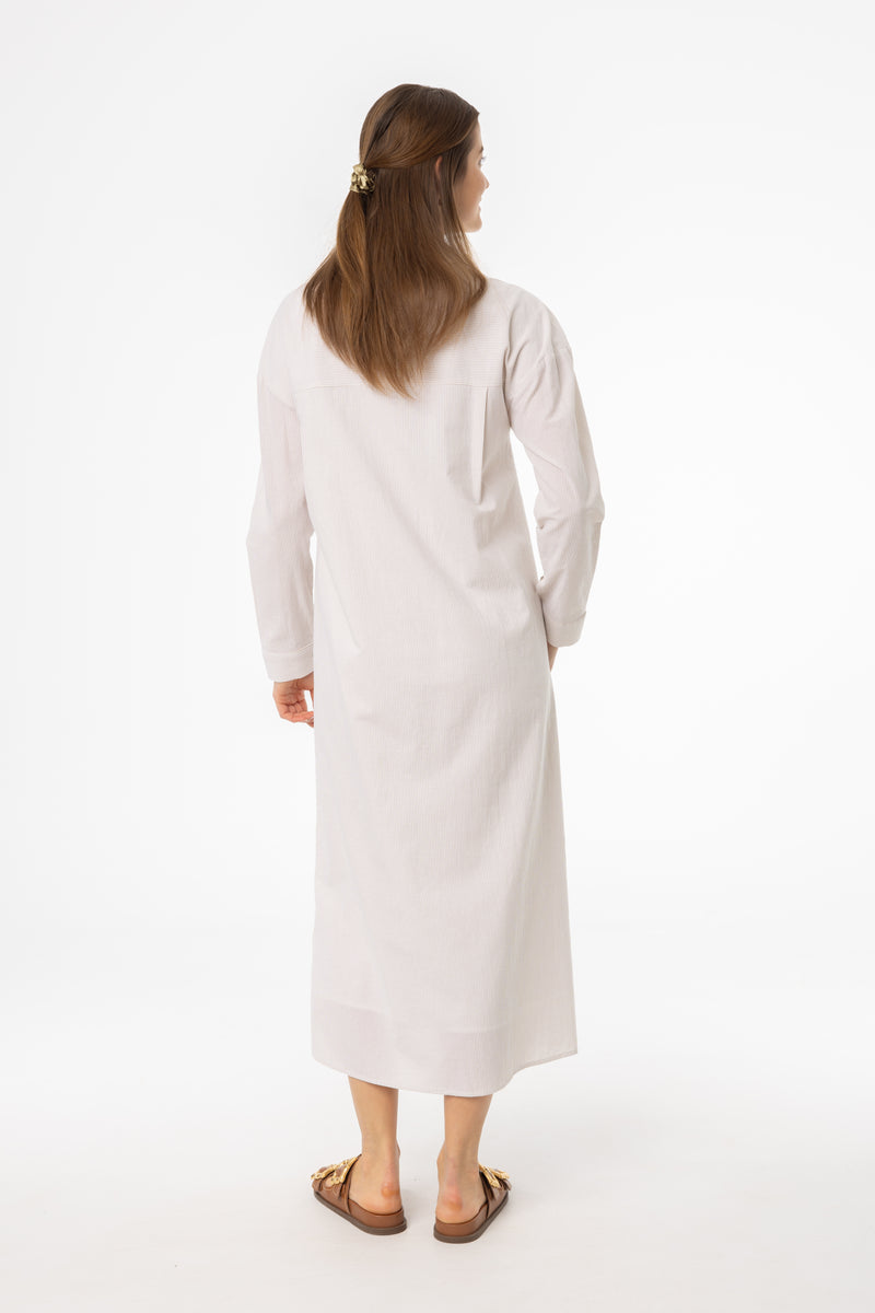 Tan Striped Maxi Shirt Dress BLANK Tan Striped Maxi Shirt Dress BLANK
