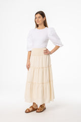 Tan Striped Maxi Skirt