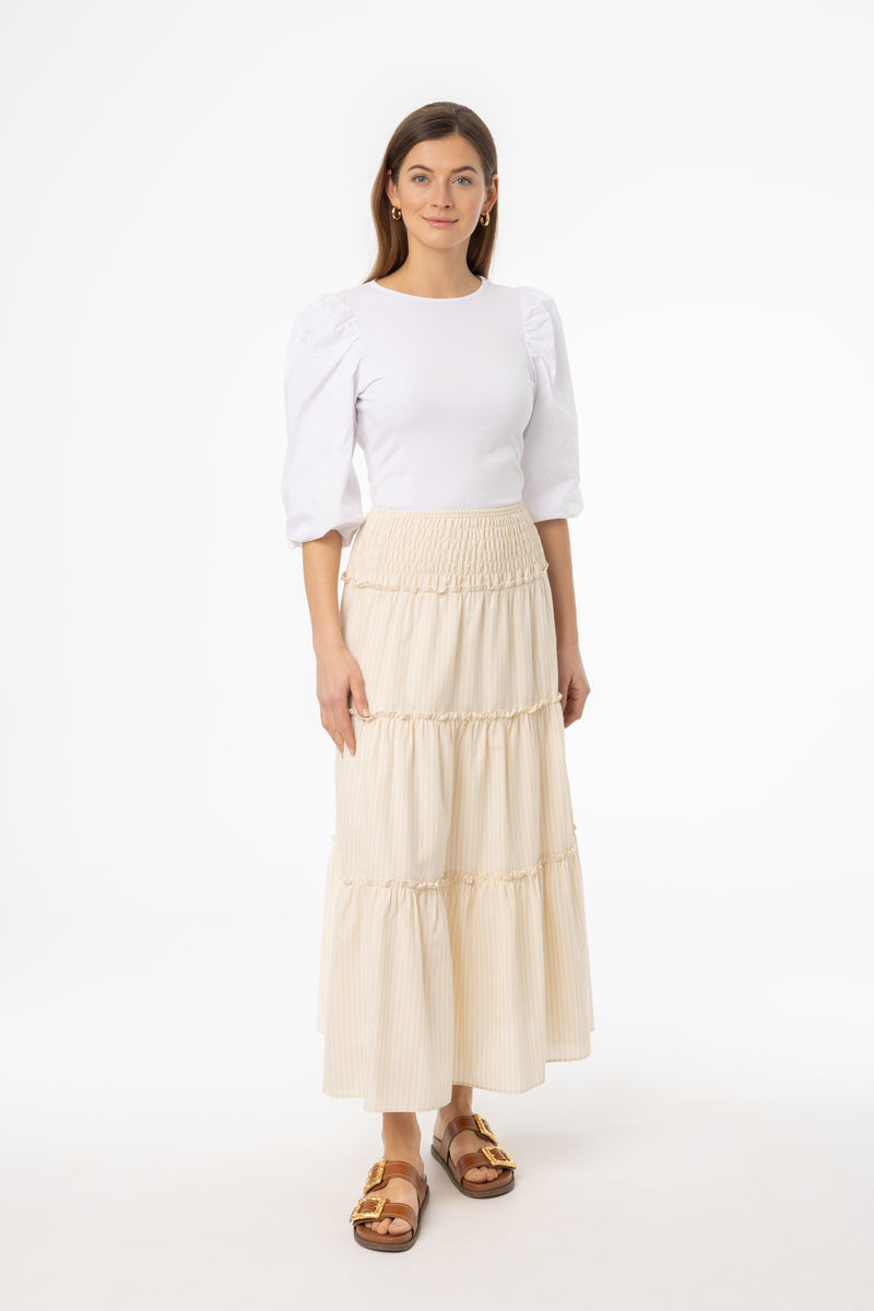 Tan Striped Maxi Skirt