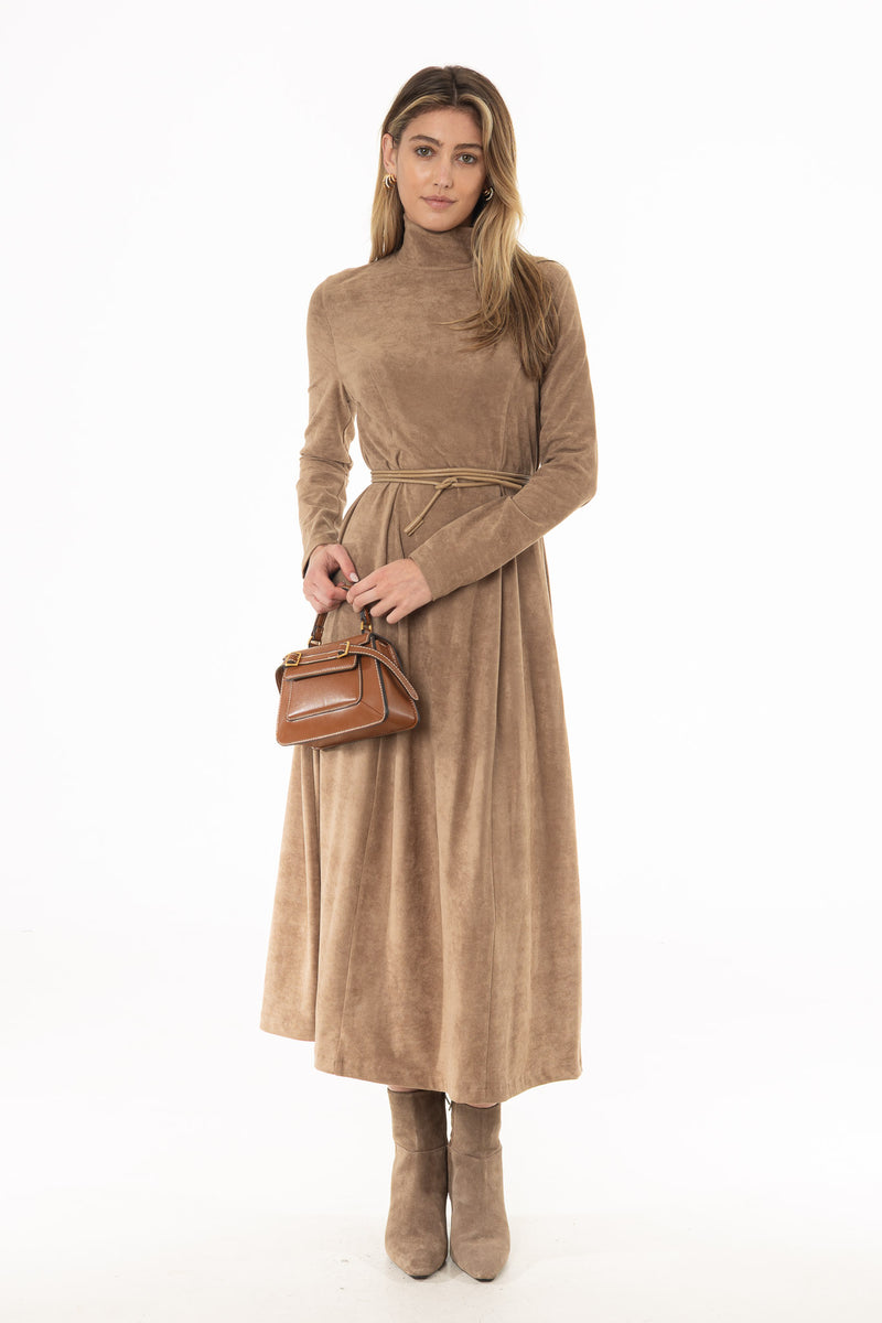 suede maxi dress Tan Seam Detail Flare – BLANK Size:J12 YGroup_S24148 this is your statement 55