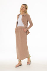 Tan Terry Maxi Skirt