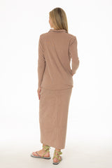 Tan Terry Maxi Skirt