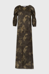 Olive Bubble Sleeve Maxi Dress