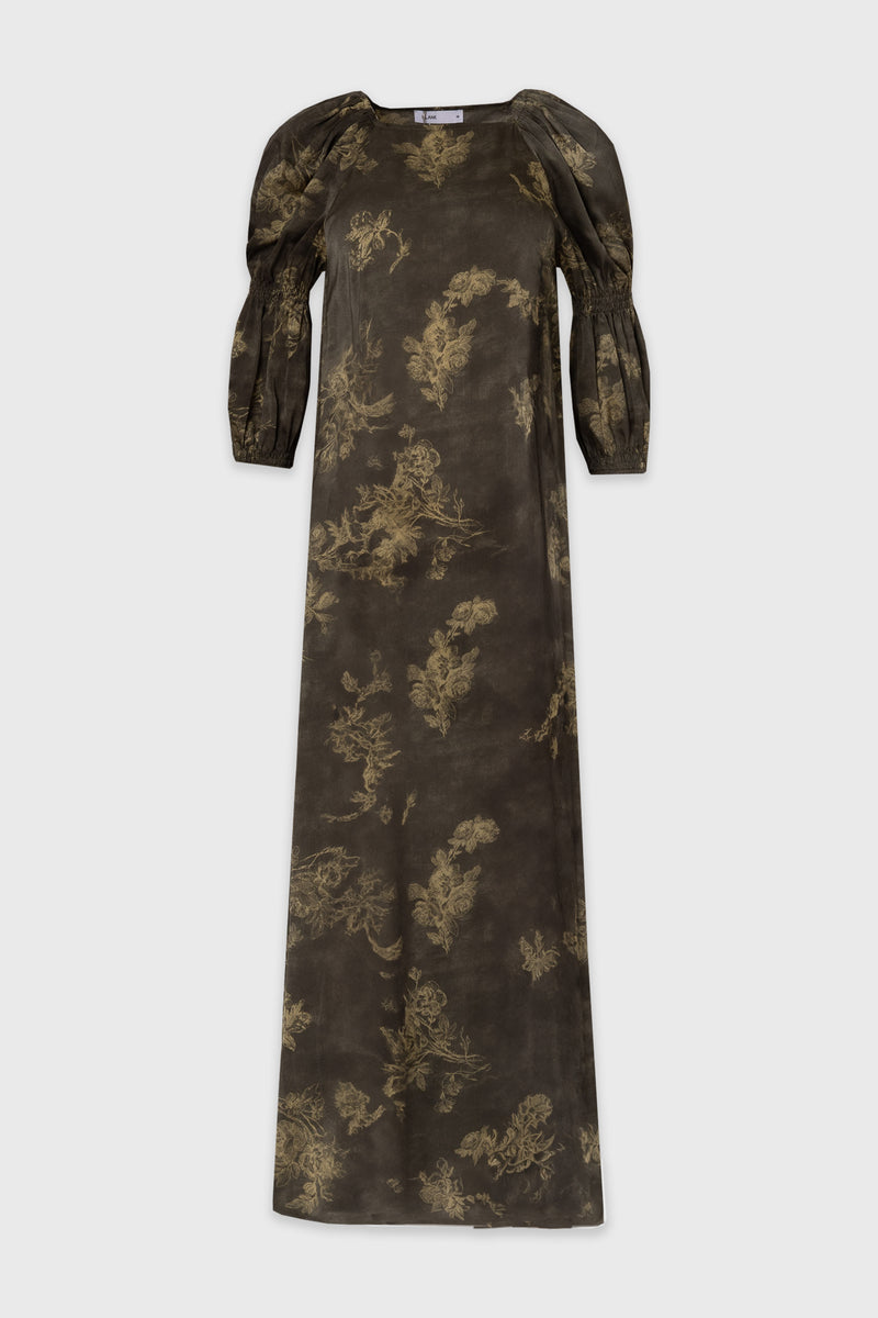 Olive Bubble Sleeve Maxi Dress – BLANK