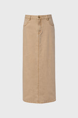 Tan Wash Denim Maxi Skirt