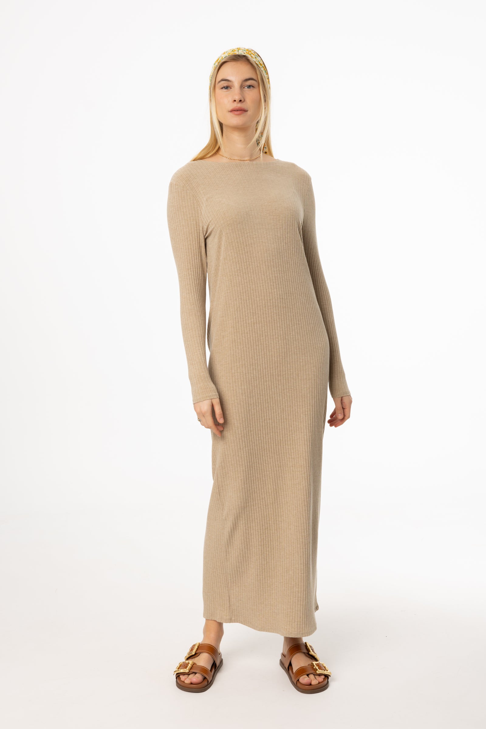 knee length dresses for ladies Ciaran Maxi Dress Tan main image 0