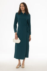 Teal Button Side Loop Maxi Dress