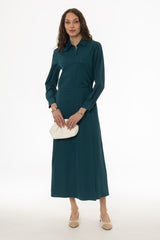 Teal Button Side Loop Maxi Dress