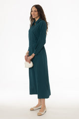 Teal Button Side Loop Maxi Dress