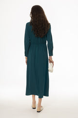 Teal Button Side Loop Maxi Dress