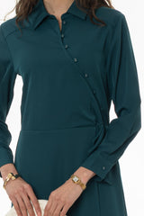 Teal Button Side Loop Maxi Dress