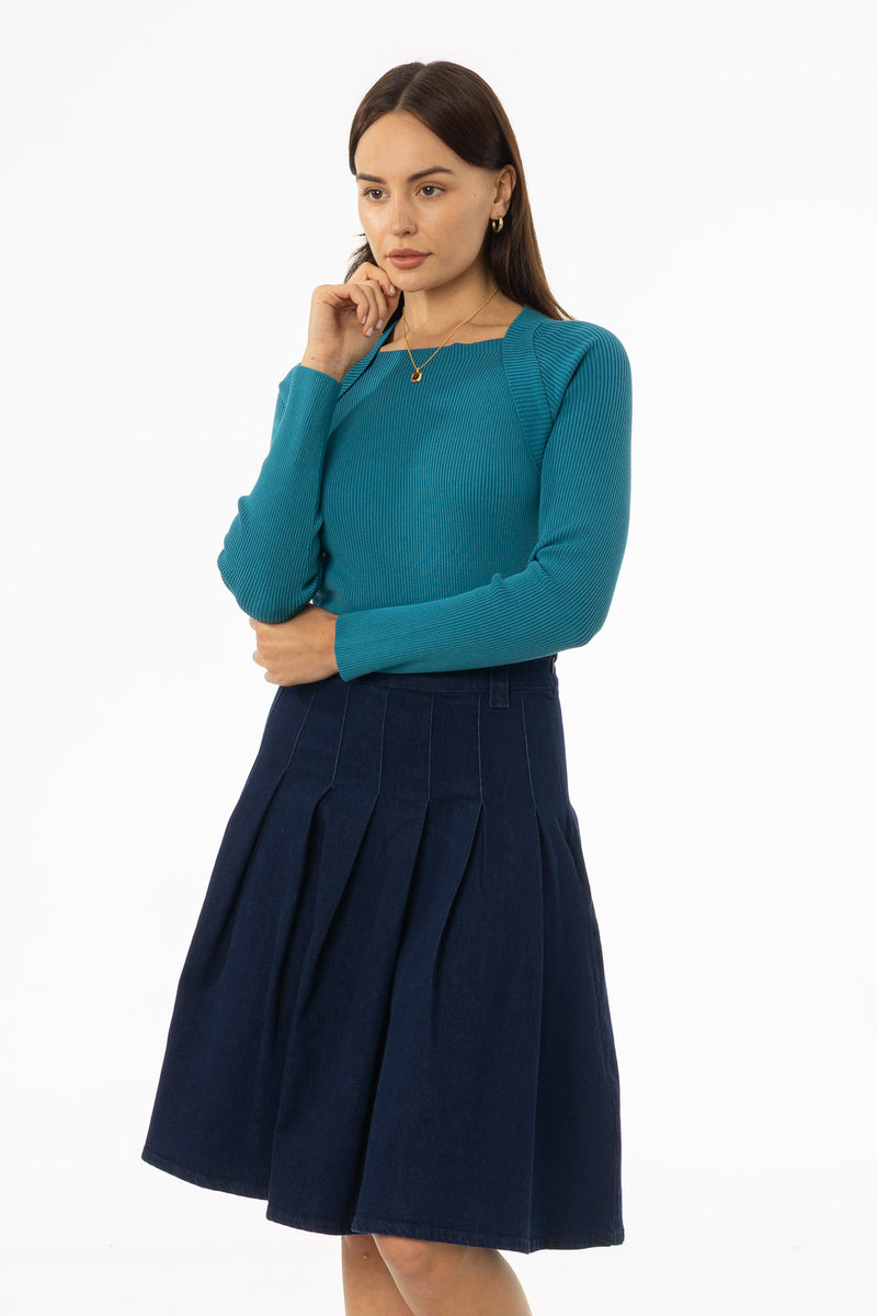 Teal Faux Shrug Knit Top