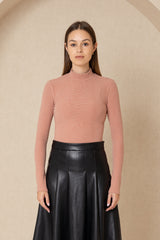 Pink Textured Mock Neck Top