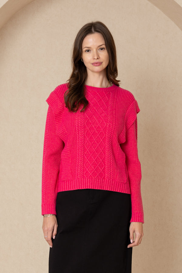 Hot Pink Tri Knit Sweater