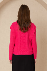 Hot Pink Tri Knit Sweater