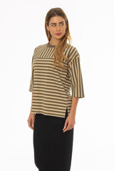 Green Striped Contrast T-Shirt